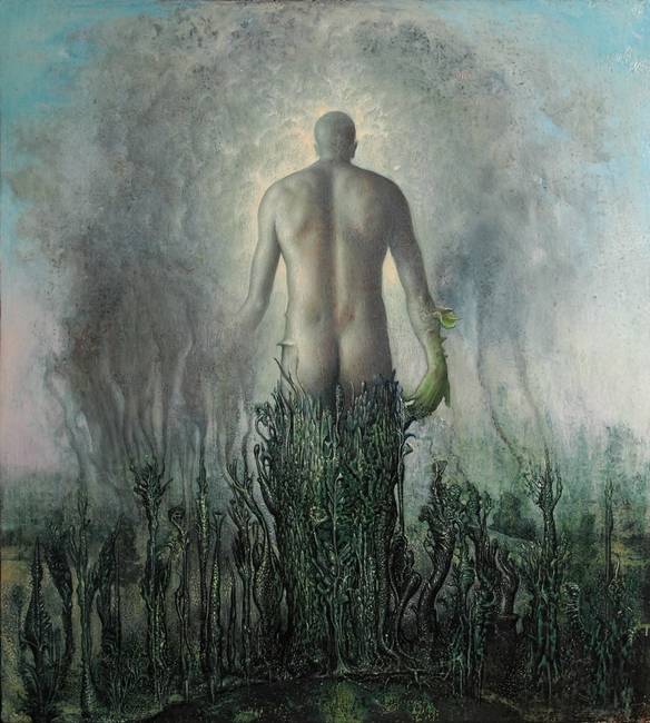 Agostino Arrivabene, “Zeus sorgivo splendente di radianza”, olio su legno, cm 43x38, 2017